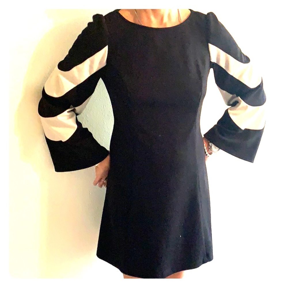 Cynthia Rowley bell sleeve black and white dress
